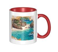 Red Ceramic Mugs for Exquisite Unique Coast of Dreams Pattern Print Smooth Practical Durable Easy to Clean