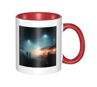 Red Ceramic Mugs for Exquisite Unique Dim Night Market Pattern Print Smooth Practical Durable Easy to Clean