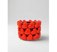Red Ceramic Multi Heart Bowl/Vase - Romantic Decorative Planter, Love-Inspired Home Décor Accent, 17.5 x 13 cm