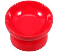 Red Ceramic Pet Feeding Bowl with Slanted Mouth High Feet