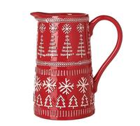 Red Ceramic Snowflake Jug - Christmas Dining Table, Autumn Winter Kitchenware, Ceramic Sauce Milk Drinks Pitcher