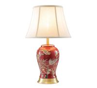 Red Ceramic Table Lamp Hand -Painted Flower and Bird Table Lamp Desktop Lamp for Bedroom Night Stand Lamps Table Light for Bedroom/2