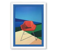 Red Chair, Geometric Form Modern Framed Wall Art Print A4 (29.7×21cm) White, Wall Decor for Living Room, Bedroom, Office & Home, Ready to Hang, Art Gift