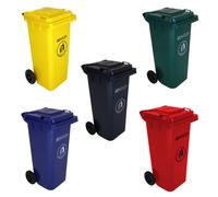 (Red) Charles Bentley Outdoor Household Waste Medium Rubbish Wheelie Bin - Lightweight Up Frost Resistant - 120 L