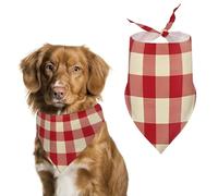 Red Checkered Cute Dog Bandanna Scarf Printed Adjustable Triangle Pet Kerchief for Dogs And Cats