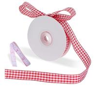 Red Checkered Gingham Ribbon - 5/8 Inch X 25 Yd Roll, Plaid Picnic Craft & Christmas Fabric Ribbon for Wrapping Gifts, DIY Hair Accessories & Home Decoration