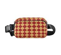 Red Checkered Pattern Fashion Waist Bag Fanny Pack for small businessman Small with Adjustable Strap for Workout Running Hiking para la cintura de hombre