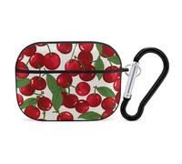 Red Cherries AirPods Pro 2 Case Cover, Shockproof Hard Shell Protective Case for Women Men, Compatible with Airpod Pro Case 2nd/1st Generation with Keychain-Black