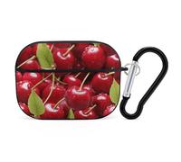 Red Cherries AirPods Pro Protective Case Cute Earphone Protective Covers with Keychain Ring - Compatible with AirPod Pro 2nd / 1st Generation