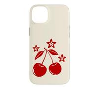 Red Cherries and Little Flowers, Small Minimal Y2K Graphic Case for iPhone 14 Plus