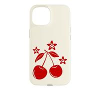 Red Cherries and Little Flowers, Small Minimal Y2K Graphic Case for iPhone 15