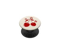 Red Cherries and Little Flowers, Small Minimal Y2K Graphic PopSockets Adhesive PopGrip