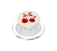 Red Cherries and Little Flowers, Small Minimal Y2K Graphic PopSockets PopGrip for MagSafe