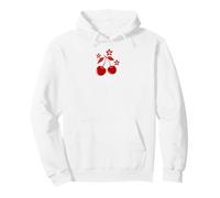 Red Cherries and Little Flowers, Small Minimal Y2K Graphic Pullover Hoodie