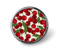 Red Cherries Badge Holder Personalized Round Badge with Picture Pin Aluminum Alloy Button Pin Exquisite Brooch Fashion Button Badges Clothes Decorative Pins