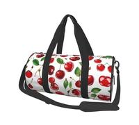 Red Cherries Duffle Bag With Shoes Compartment And Adjustable Strap,Foldable Travel Duffel Bags For Men Women,Waterproof Duffel Bags, Black, One Size