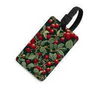 Red Cherries Green Leaves Winding Branches Luggage Tag Travel Bag Suitcase Baggage Name Tags