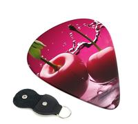 Red Cherries Guitar Plectrums, 6 Guitar Plectrums, Printed on both sides for Electric Guitar Bass Ukulele (0.46 mm 0.71 mm 0.96 mm)