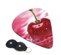 Red Cherries Guitar Plectrums, 6 Guitar Plectrums, Printed on both sides for Electric Guitar Bass Ukulele (0.46 mm 0.71 mm 0.96 mm)