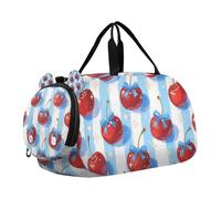 Red Cherries Kids Cute Gym Bag with Shoes Compartment Lightweight Carry On Overnight Bag for Travel, Sports, Duffel, Weekender