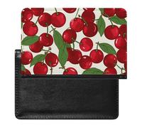 Red Cherries Passport Holder & Travel Wallet Passport Cover Protector Essentials with Credit Card Slots
