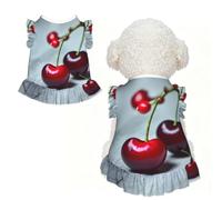 Red Cherries pattern Print Pet Breathable Sleeveless Skirt XL | Cats Puppy Chihuahua Yorkie Dachshund French Bulldog - Lightweight Tank Top Dog Shirt Soft Stretchy Vest