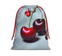 Red Cherries Pattern Print Reusable Drawstring Gift Bags For Candy Bag Birthday, Wedding Or Daily