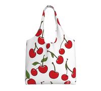 Red Cherries Print Canvas Tote Bags for Women Reusable Grocery Bag Large Gym Canvas Cloth Pouchportable Shopping Handbag