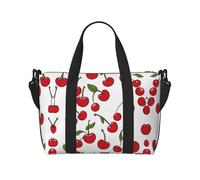Red Cherries Print Gym Bag for Women, Weekender Overnight Bag,Personal Item Bag, Shoulder Bag for Women Men,One Size