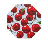 Red Cherries Print Leather Coaster Set of 6, Octagon Coasters Table Decorative Coffee Cup Beverage Coasters Wine Beer Bar Coasters for Hot Drinks Table Protection