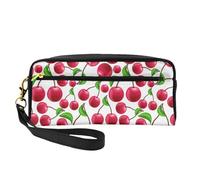 Red Cherries Print Pencil Case Makeup Bag for Girls Students Cosmetic Pouch for School Office Travel