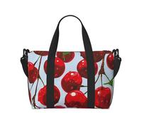 Red Cherries Print Travel Duffel Bag, Lightweight Water-Resistant Weekender Spacious Gym & Travel Bag for Men, Women & Teens