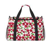 Red Cherries Print Weekender Bag,Gym Bag with,Carry On Luggage Overnight Weekend Bag, Holdall Handbag & Shoulder Bag for Travel Fitness