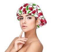 Red Cherries Printed,Adult's Satin Sleeping Cap - Women's Elastic Sleep Bonnet, Adjustable Overnight Hair Cover