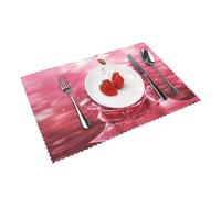 Red Cherries Printed heat-resistant placemats set (4 pieces), rectangular placemats, suitable for kitchen and dining room
