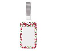 Red Cherries Printed Id Badge Holder with Neck Strap Vertical Waterproof Name Card Holder for Office School