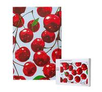 Red Cherries Printed Jigsaw Puzzle with Storage Box, Wooden Puzzle for Adults and Kids, 1000 Pieces Family Fun Decorative Game