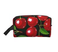 Red Cherries Printed Makeup Bag Travel Portable Cosmetic Bag Large Capacity Makeup Case Toiletry Handbag Organiser for Women