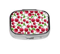Red Cherries Printed,Meta Pill Box 2 Compartment Medicine Case,Portable Organizer