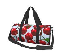 Red Cherries Printed Sports Gym Bag with Wet Pocket & Shoes Compartment, Travel Duffel Bag for Men Women