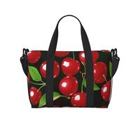 Red Cherries Printed Travel Bag Duffle Bag for Men Women, Large Water Resistant Gym Bag Weekend Holdall Bag with Shoulder Strap
