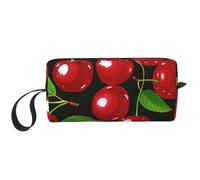 Red Cherries Printed Travel Makeup Bag Portable Cosmetic Bag Makeup Case Toiletry Handbag Organiser for Women