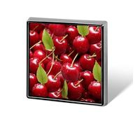 Red Cherries Square Lapel Pin 0.7x0.7in Aluminum Badge Stylish Personalized Accessory Daily Wear
