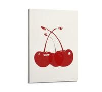 Red Cherries Wall Art, Cherry-themed Print, Minimalist Poster, Retro Canvas Picture Poster Decorative Painting Canvas Wall Posters And Art Picture Print Modern Family Bedroom Decor Posters 24x36inch(6
