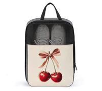 Red Cherries with Long Bow Shoe Bag for Travel Daily Use Anti-dust Storage Carrier Golf Shoe Pouch