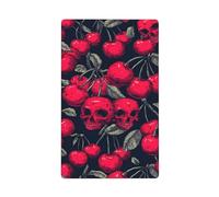 Red Cherries with Skull Faces On Black Single Toggle Blank Wall Plate Light Switch Cover Decorative 1 Gang for Kitchen Room Bathroom Size 11.4x7cm