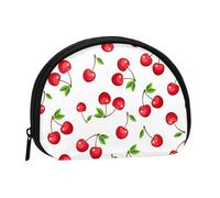 Red Cherry BerriesSmall Makeup Sanitary Napkin Storage Bag,Women's Cosmetic Coin Purse