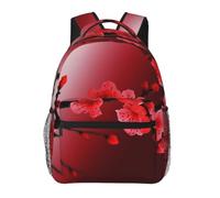 Red Cherry Blossom Cute Backpack Waterproof Lightweight Casual Backpack One Size Daypack Travel Laptop Bag For Men Women