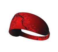 Red Cherry Blossom Elastic Exercise Headband - Sweat-Wicking Sport Throw for Women