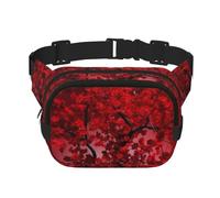 Red Cherry Blossom Fanny Pack Adjustable Crossbody Bag Large Waist Bag Travel Belt Bag Unisex Bum Bag